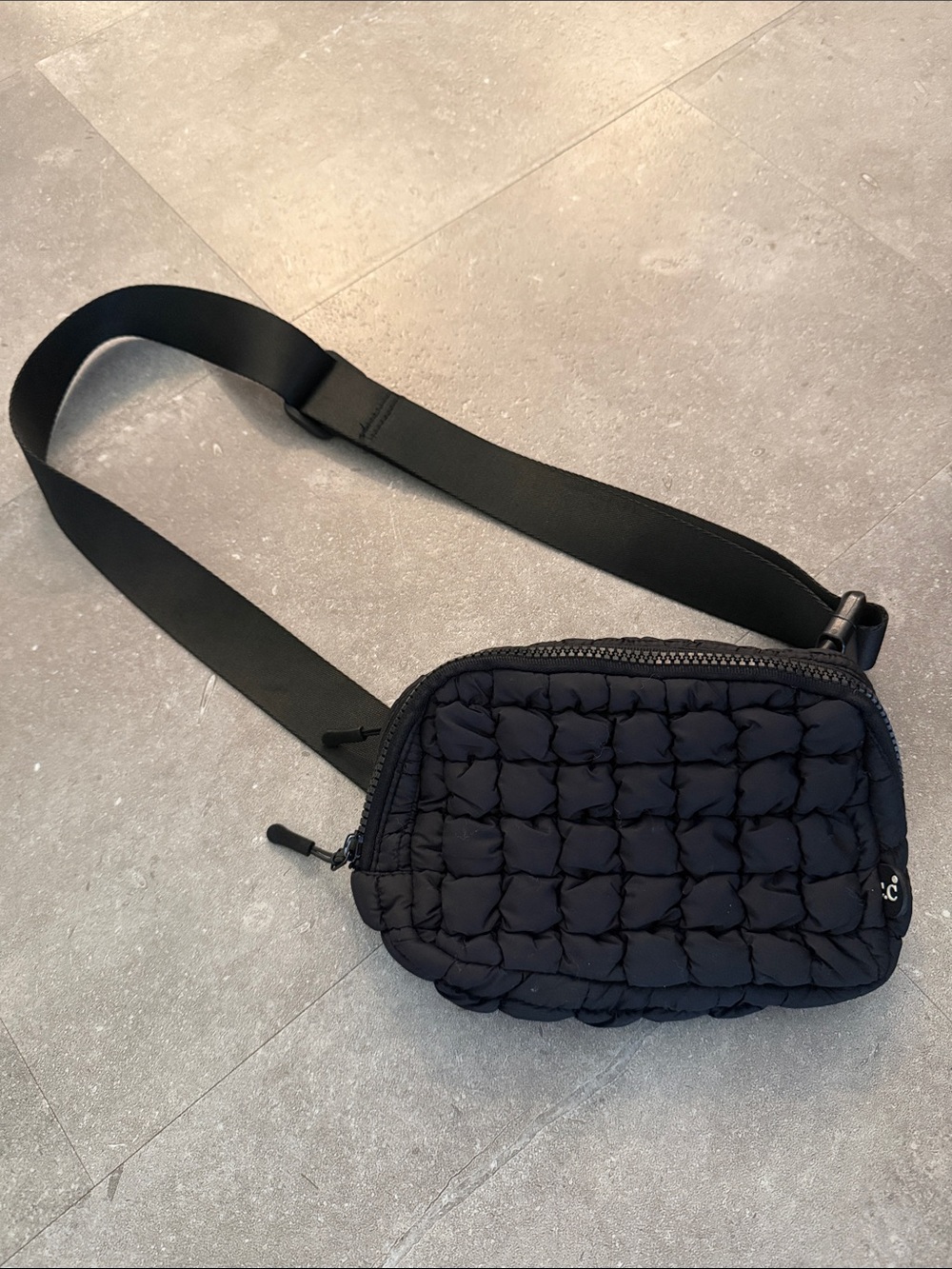 C.C Black Quilted Crossbody Belt Bag for Women